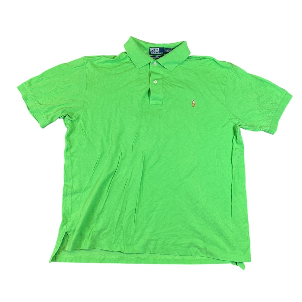 Polo Ralph Lauren Mens 1XB Big Mercerized Pima Mesh Polo Shirt Lime Green Pony